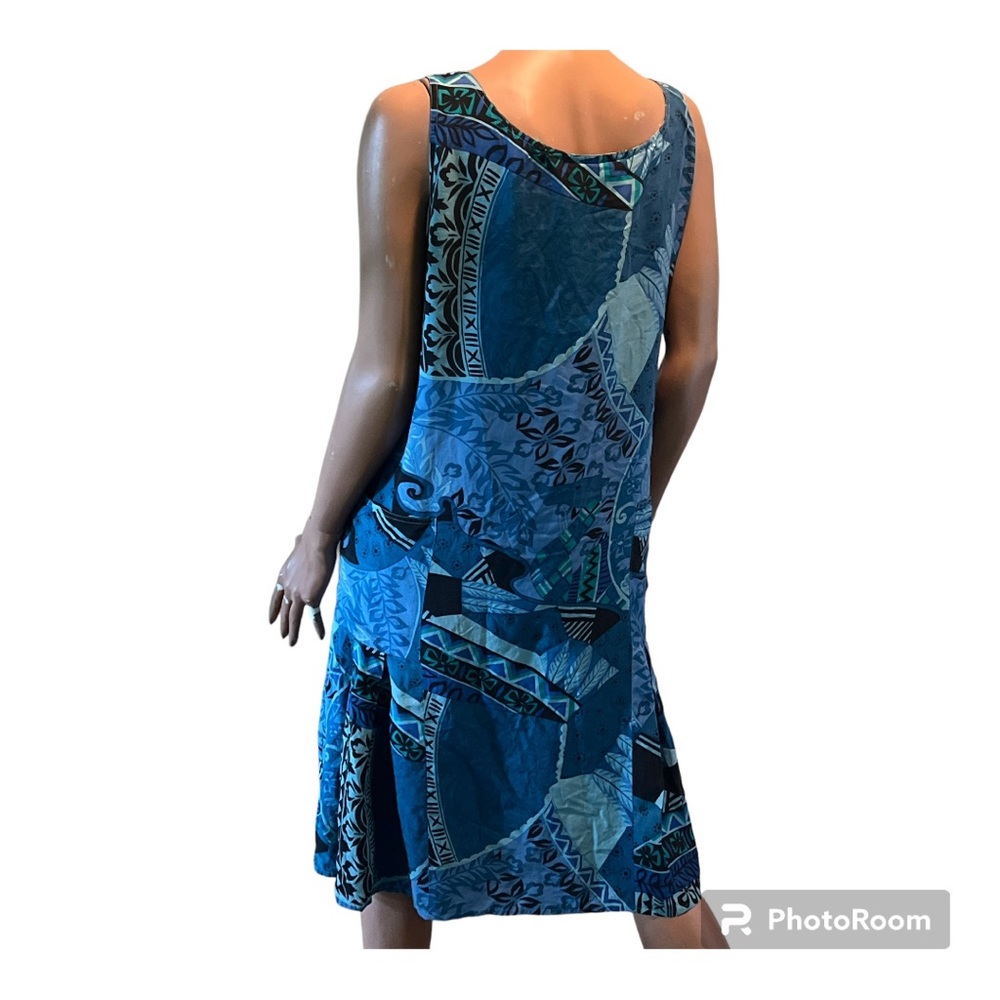 Jan Pedersen size 6 blue silk dress sleeveless button front New Without Tags - Picture 5 of 13